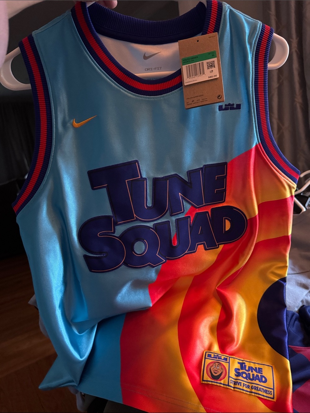 Nike Youth Dri-FIT Light Blue Jersey with Navy and Red Trim